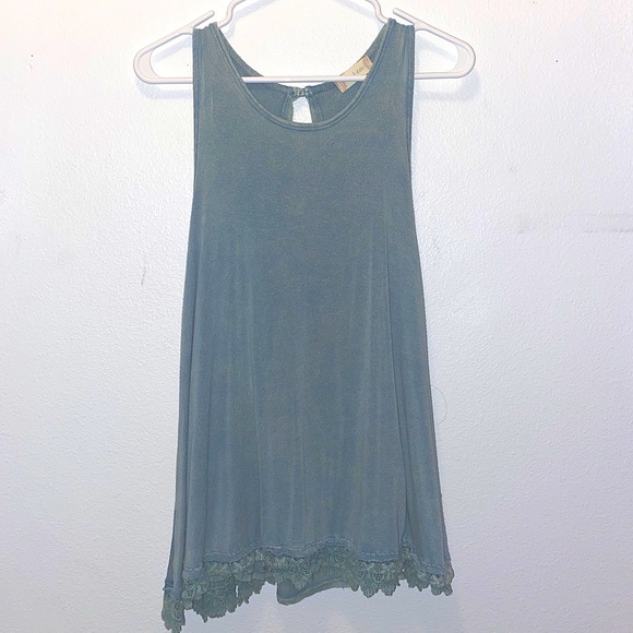 Altar'd State Tops - Altar’d State Cute Soft Teal Lace Tank Top Small